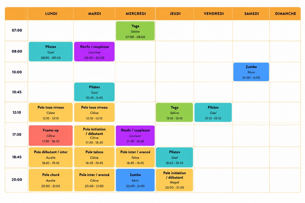 Le planning des cours est en ligne